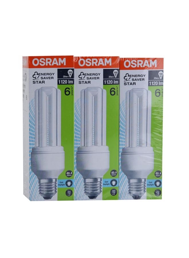 Osram 3-Piece Energy Saver T4 Bulb Cool Daylight 4.9x15.4cm 