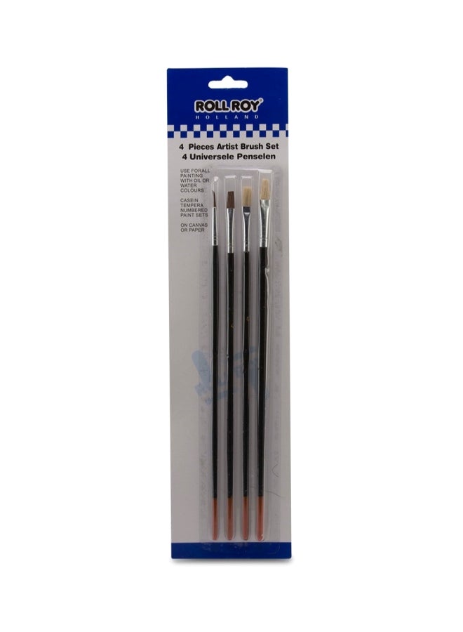 Roll Roy 4 -Piece Artist Brush Set Black/Silver/Brown 