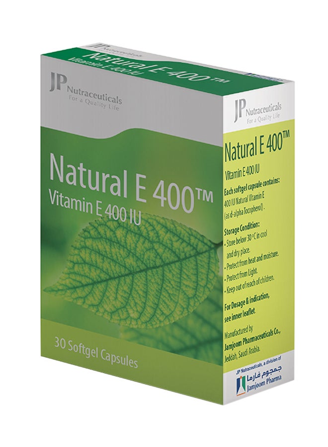 JP Nutraceuticals Natural E 400 30 Softgel Capsules 