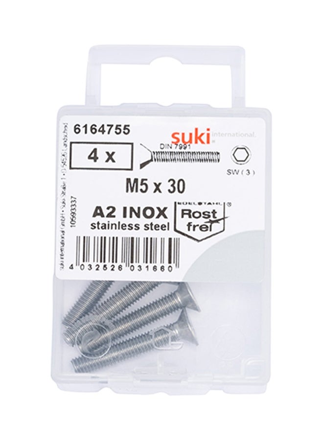suki - 4-Piece Hex Socket Countersunk Machine Screws Silver - Image 1