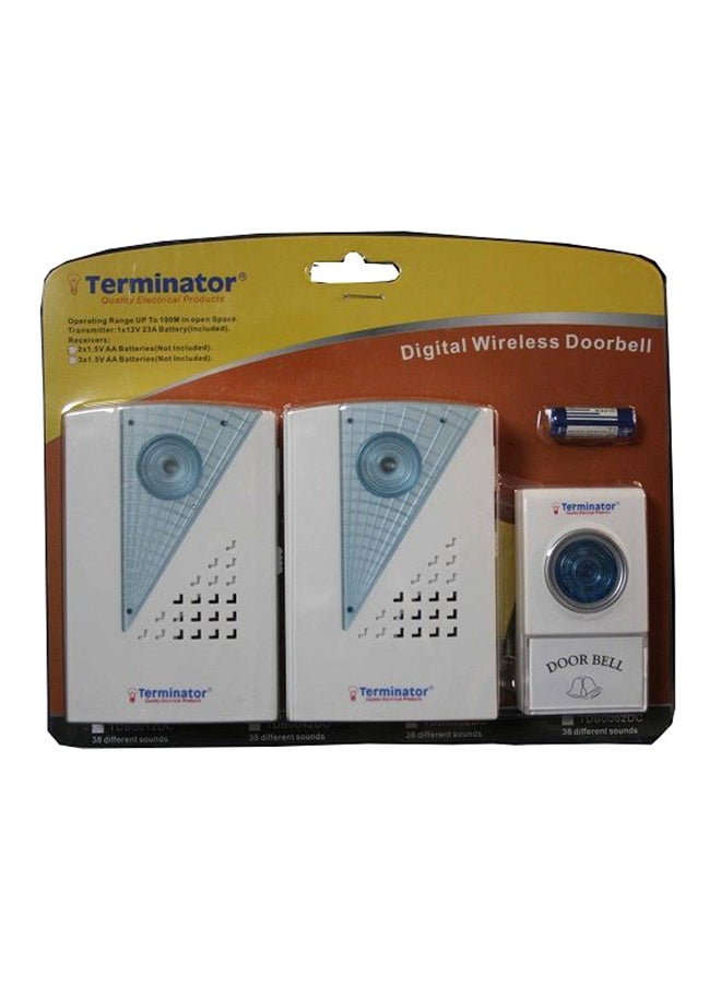 Terminator Wireless Door Bell White 2.1x0.8centimeter