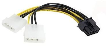 Dual Molex To 8 Pin Pcie Adapter White/Black/Yellow - Image 1