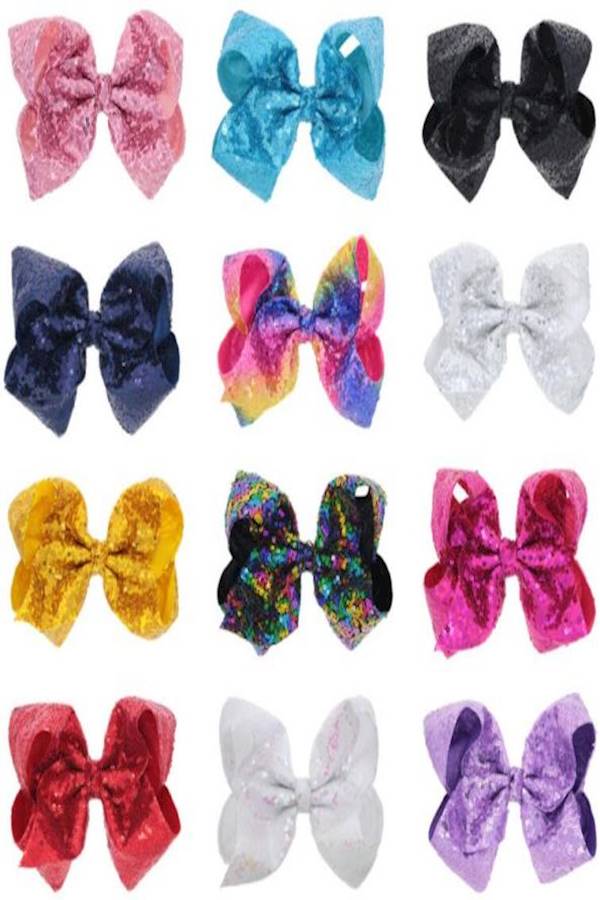 طقم مشابك شعر بتصميم عقدة فيونكة مكون من 12 قطعة متعدد الألوان - Image 1