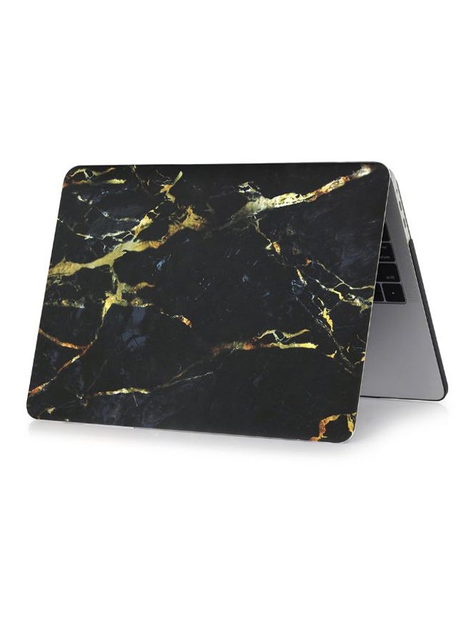 Generic Protective Case Cover With Keyboard Skin For Apple MacBook Pro 13.3-Inch Yellow/Black Marble  - Image 2