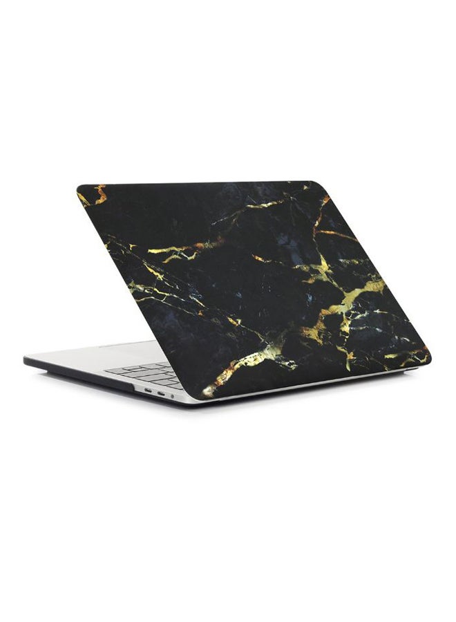 Generic Protective Case Cover With Keyboard Skin For Apple MacBook Pro 13.3-Inch Yellow/Black Marble  - Image 3