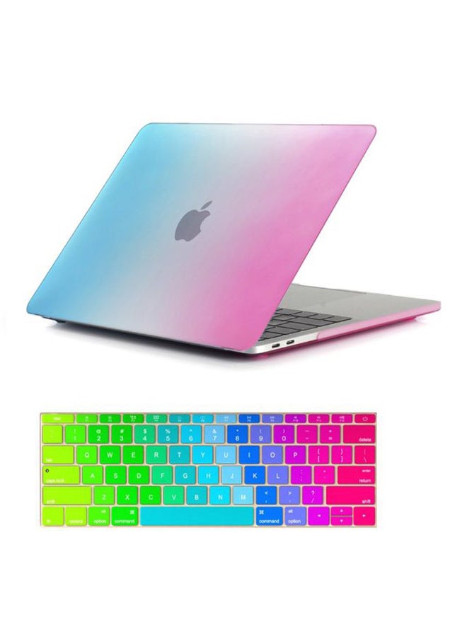Generic Protective Case Cover With Keyboard Skin For Apple MacBook Pro 13.3-Inch Blue/White/Pink  - Image 1