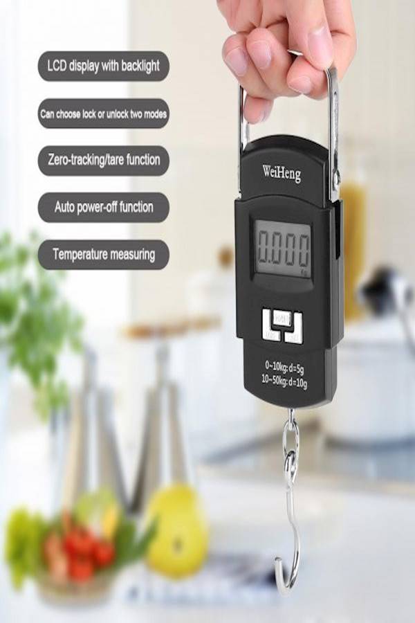 WeiHeng Digital Hanging Hook Scale LCD Electronic Pocket Luggage Weighing Black - Image 3