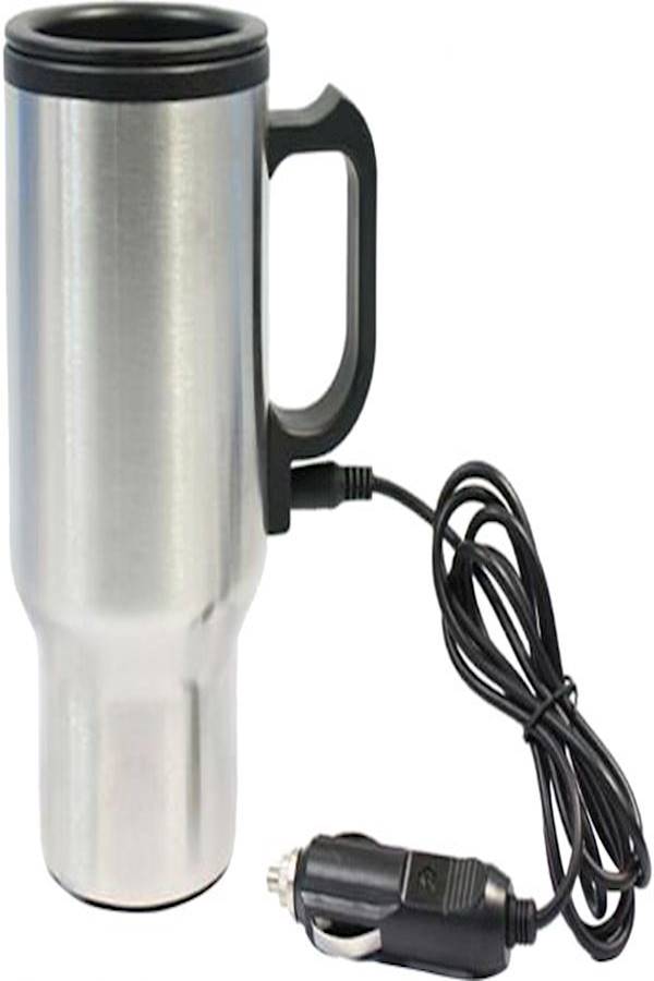 Stainless Steel Car Electric Warmer Coffee Mug Silver  - Image 1