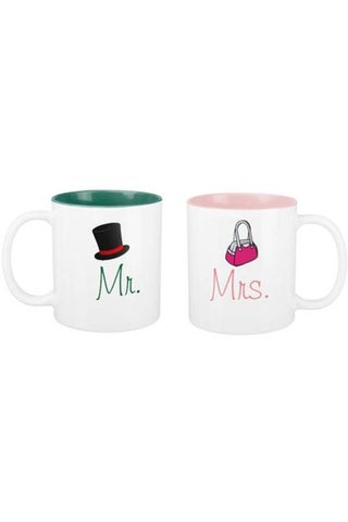 2-Piece Mr And Mrs Two-Tone Couple Mug White/Pink/Green - v1555476421/N23910351A_1