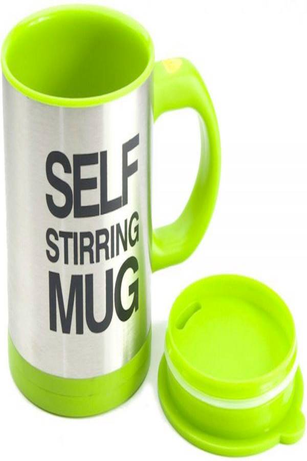 Stainless Steel Self Mixing Cup Green/Silver/Black 400ml - Image 3