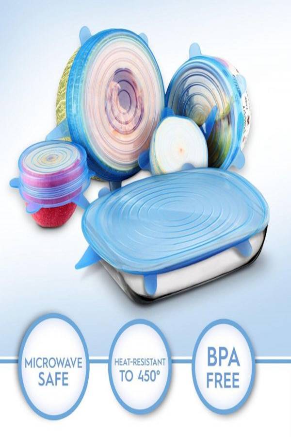 Generic Silicone Stretch Fresh Food Cover Stretch Lids, 6-Pack of Various Sizes  - Image 2