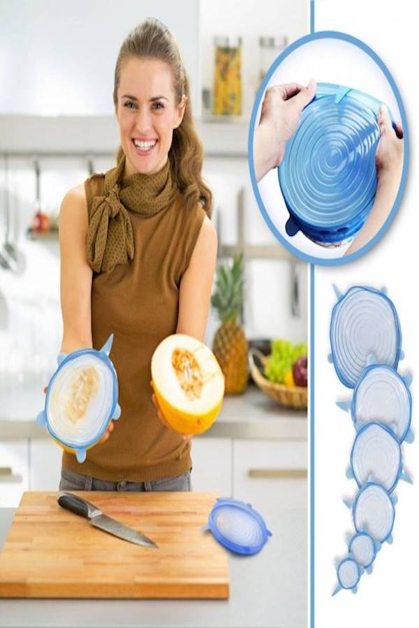 Generic Silicone Stretch Fresh Food Cover Stretch Lids, 6-Pack of Various Sizes  - Image 3