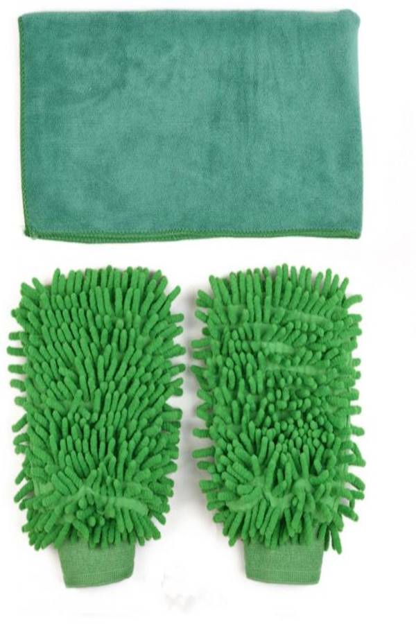Gloryfox 3 Pack Microfiber Car Wash Mitts Cleaning Gloves with Car Polishing Cloth Towel  - Image 1