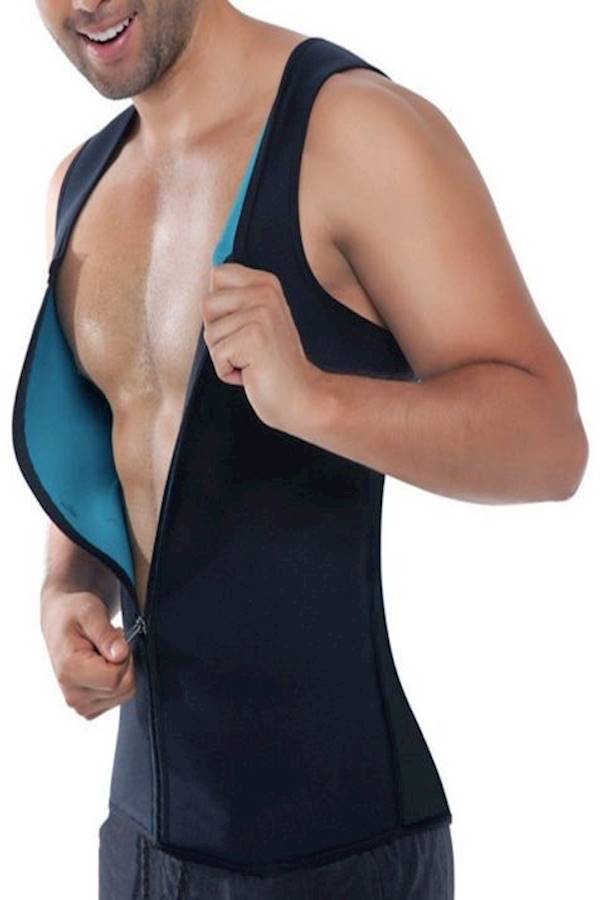 Queenral - Colombian Waist Training Corset For Men In Color And Size L Blue - Image 1