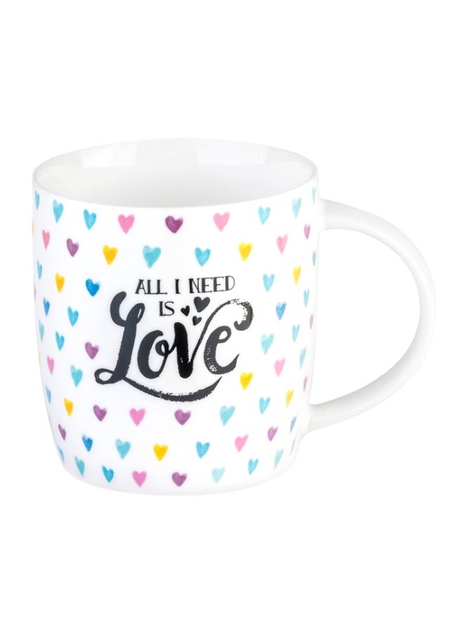 All I Need Is Love Printed Mug White/Black/Pink