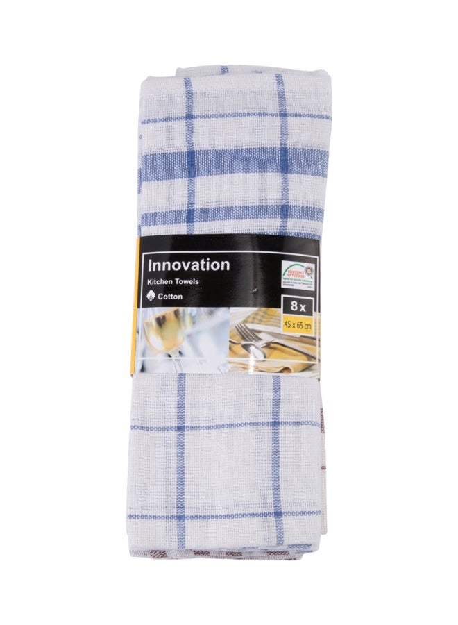 8-Piece Kitchen Towels Set White/Blue 45x65cm