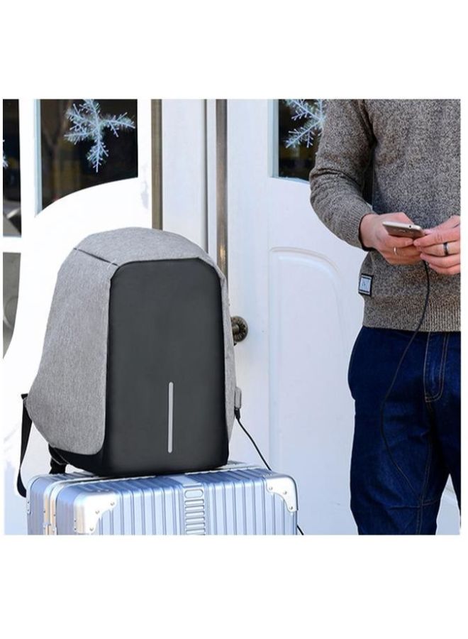 Waterproof Backpack With USB Charging Black/Grey - Image 2