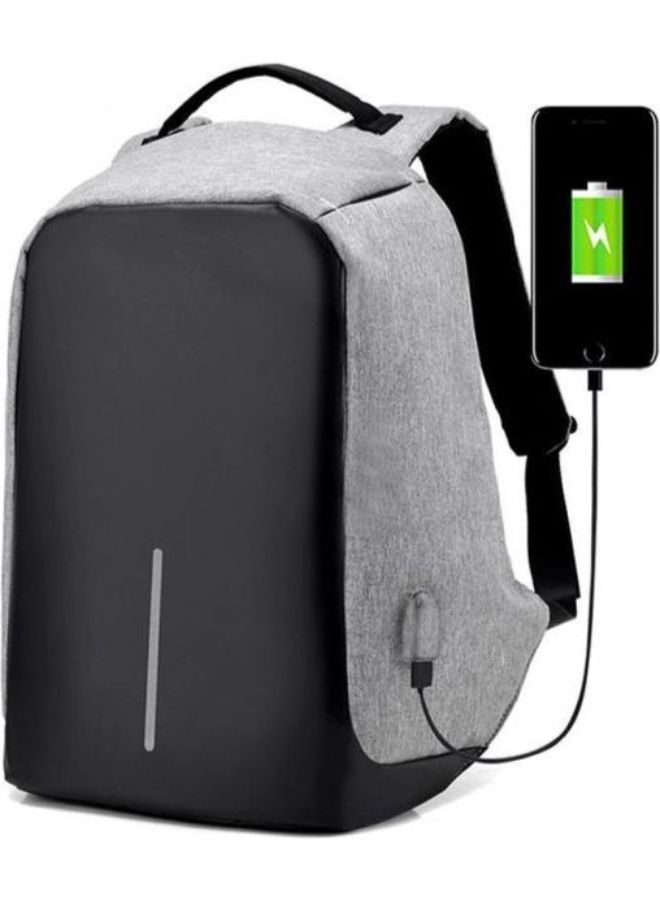 Waterproof Backpack With USB Charging Black/Grey - Image 4