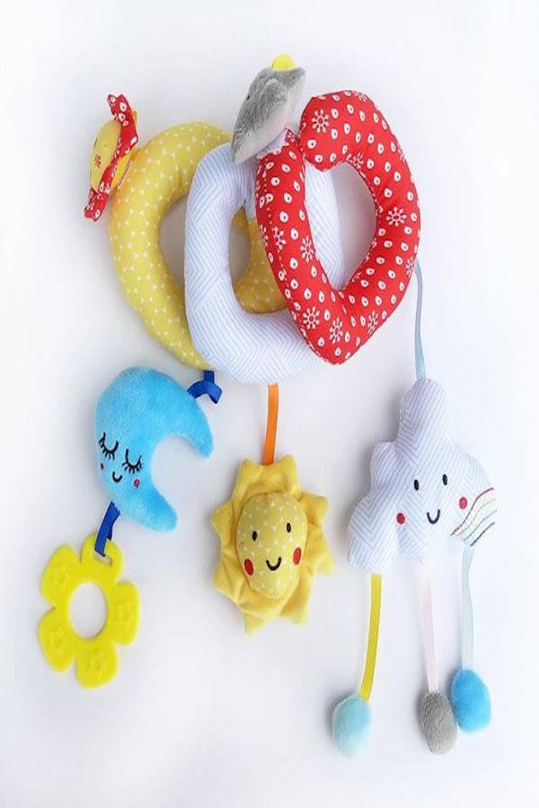 Stars Moons Clouds Sun Beds Ring Bells Hanging Plush Toy  - Image 2