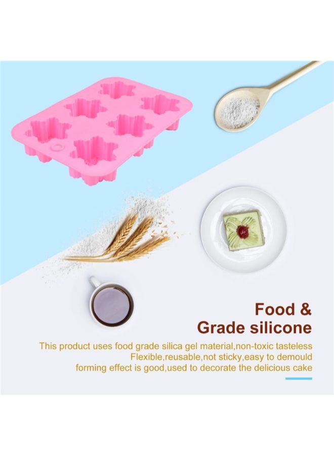 POLLEN LIFE - 6 Slots Different Snowflakes Silicone Cake Mold Pink - Image 1