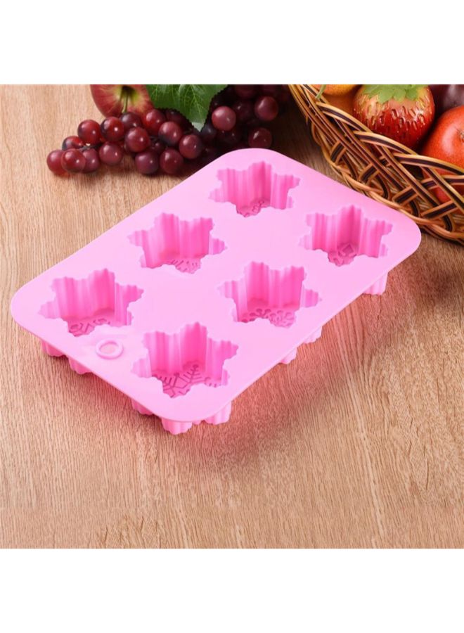POLLEN LIFE - 6 Slots Different Snowflakes Silicone Cake Mold Pink - Image 1