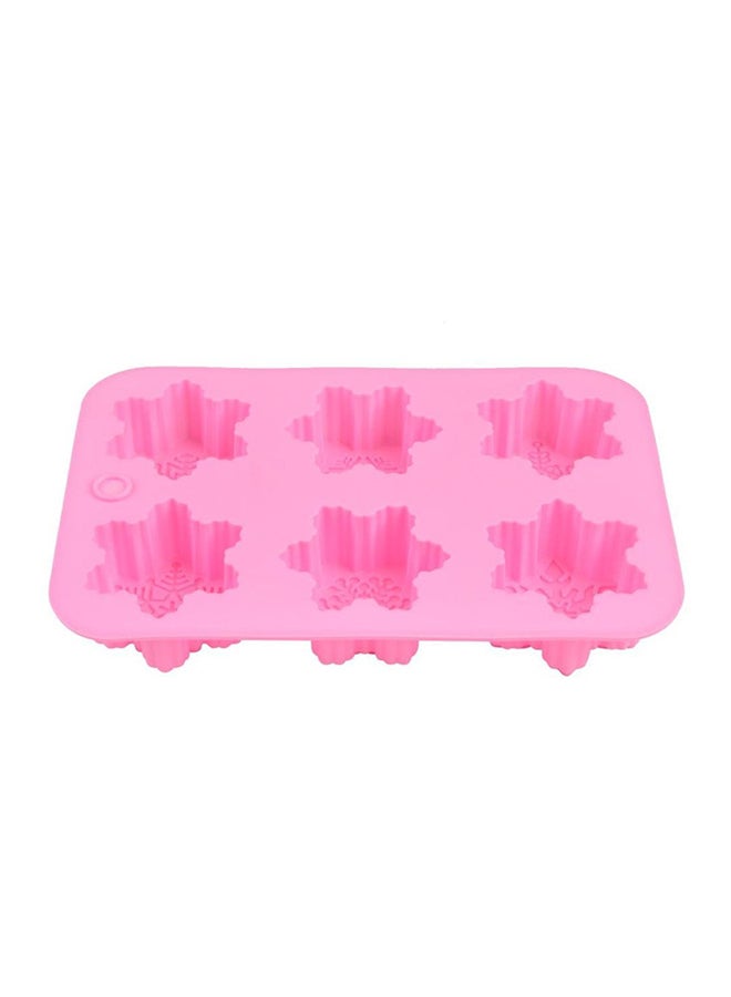 POLLEN LIFE - 6 Slots Different Snowflakes Silicone Cake Mold Pink - Image 1