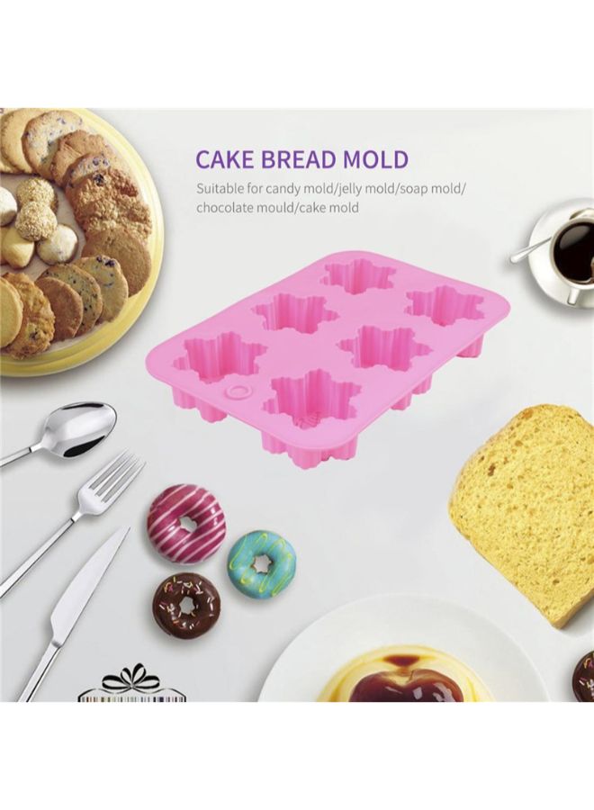 POLLEN LIFE - 6 Slots Different Snowflakes Silicone Cake Mold Pink - Image 1