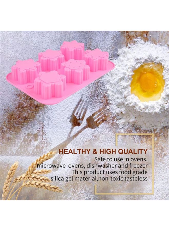 POLLEN LIFE - 6 Slots Different Snowflakes Silicone Cake Mold Pink - Image 1
