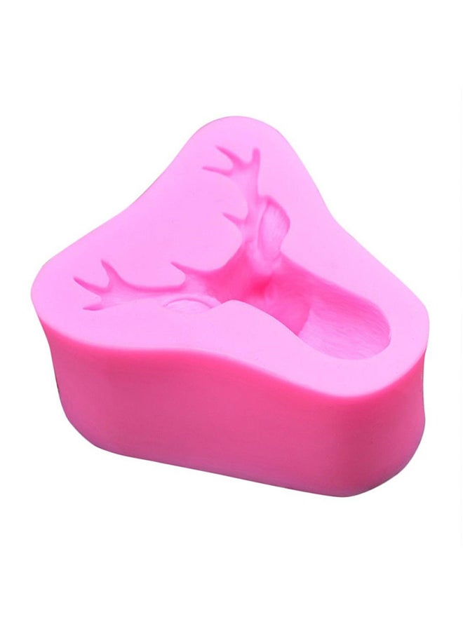 POLLEN LIFE Silicone 3D Animal Deer Head Pattern Cake Chocolate Fondant Cookie Mold Pink  - Image 1