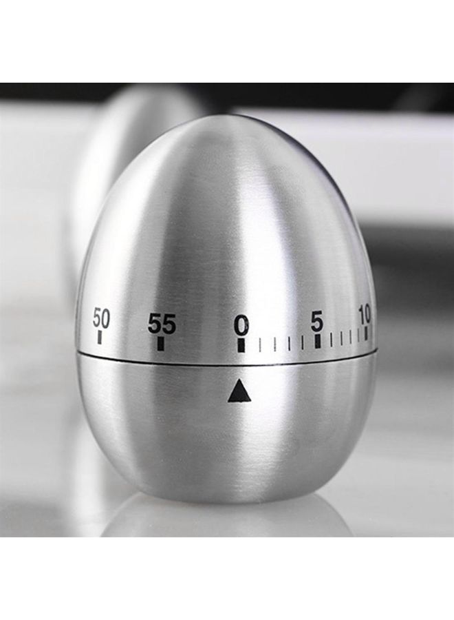 60 Minutes Egg Shape Countdown Alarm Timer Silver