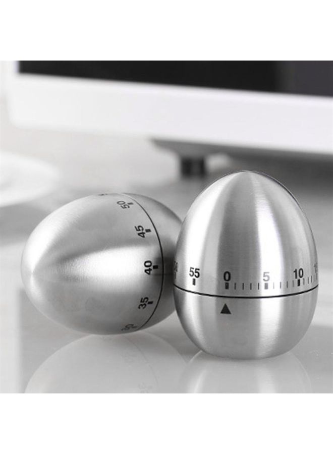 60 Minutes Egg Shape Countdown Alarm Timer Silver