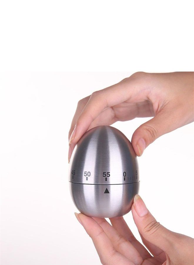 60 Minutes Egg Shape Countdown Alarm Timer Silver