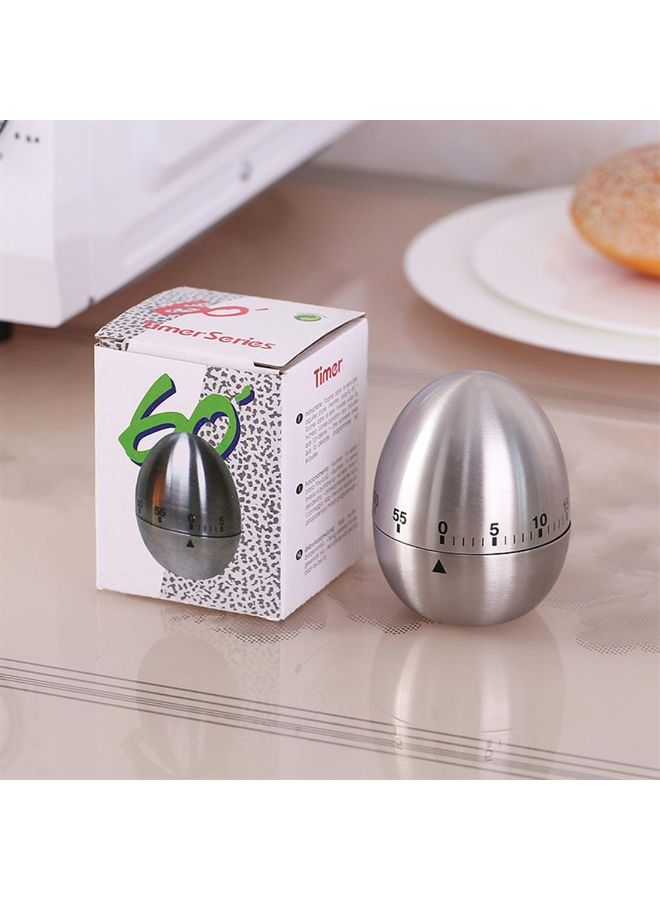 60 Minutes Egg Shape Countdown Alarm Timer Silver