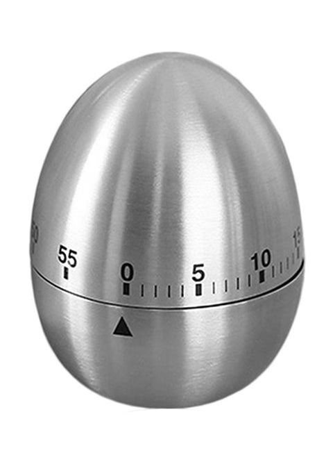 60 Minutes Egg Shape Countdown Alarm Timer Silver