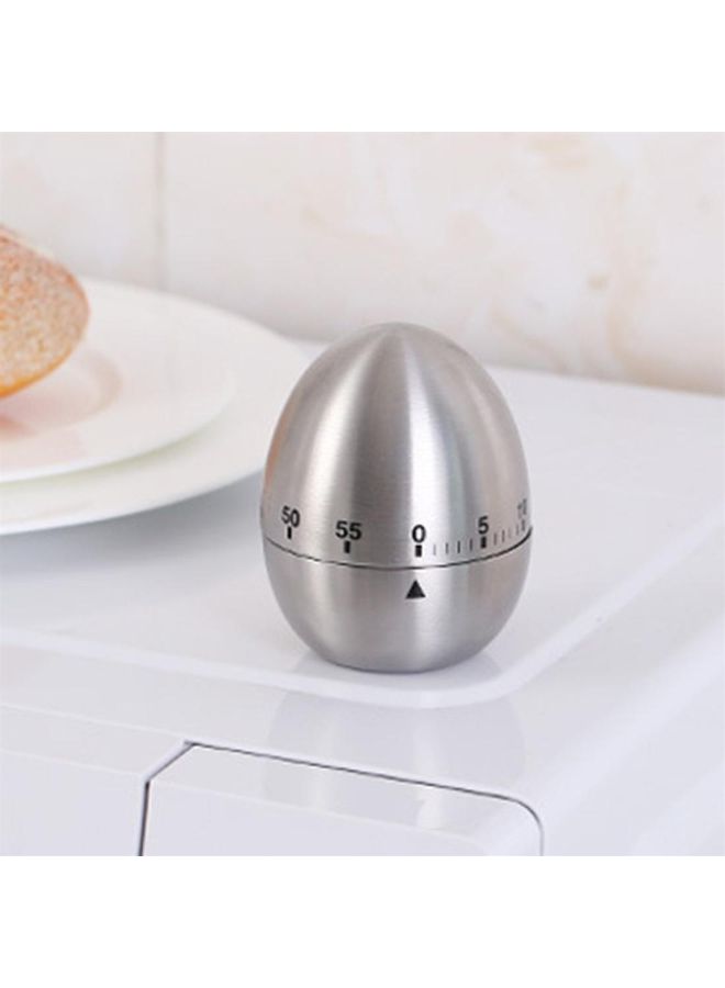 60 Minutes Egg Shape Countdown Alarm Timer Silver