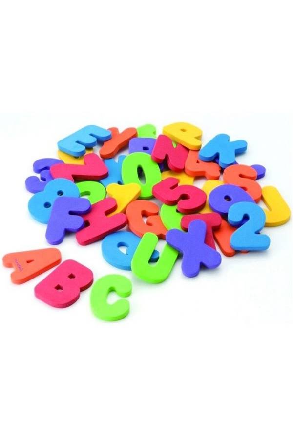 null - 36-Piece Alphabet Letter And Numbers Set With Mesh Bag Bath Toys - Image 1