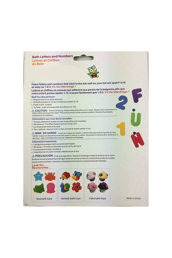 null - 36-Piece Alphabet Letter And Numbers Set With Mesh Bag Bath Toys - Image 1
