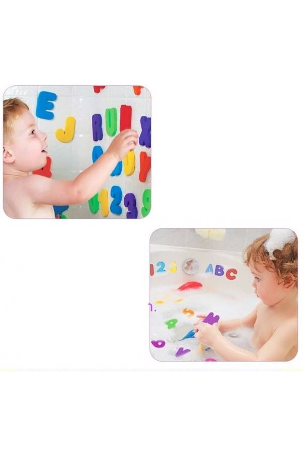 null - 36-Piece Alphabet Letter And Numbers Set With Mesh Bag Bath Toys - Image 1