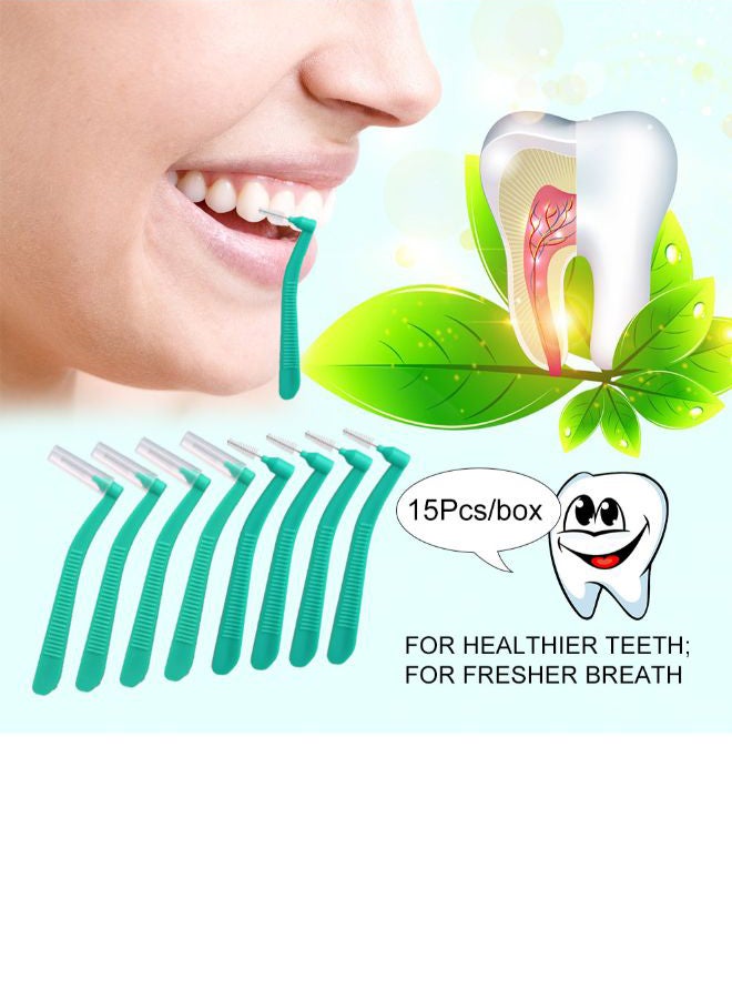 مجموعة أدوات لتنظيف مابين الأسنان مكونة من 15 قطعة أخضر 0.053كيلوجرام - Image 3
