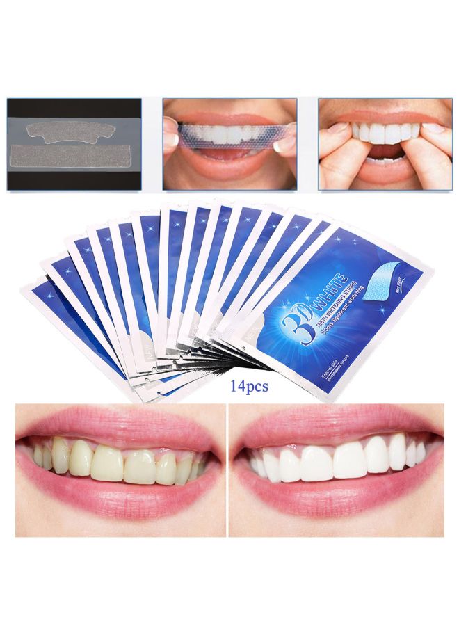 أشرطة جل مرنة ثلاثية الأبعاد مزدوجة لتنظيف وتبييض الأسنان من 14 قطعة شفاف 0.049كيلوجرام - Image 2