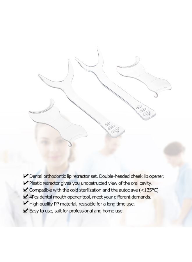 4-Piece Lip Cheek Retractor Set Dental Tool Transparent 0.065kg