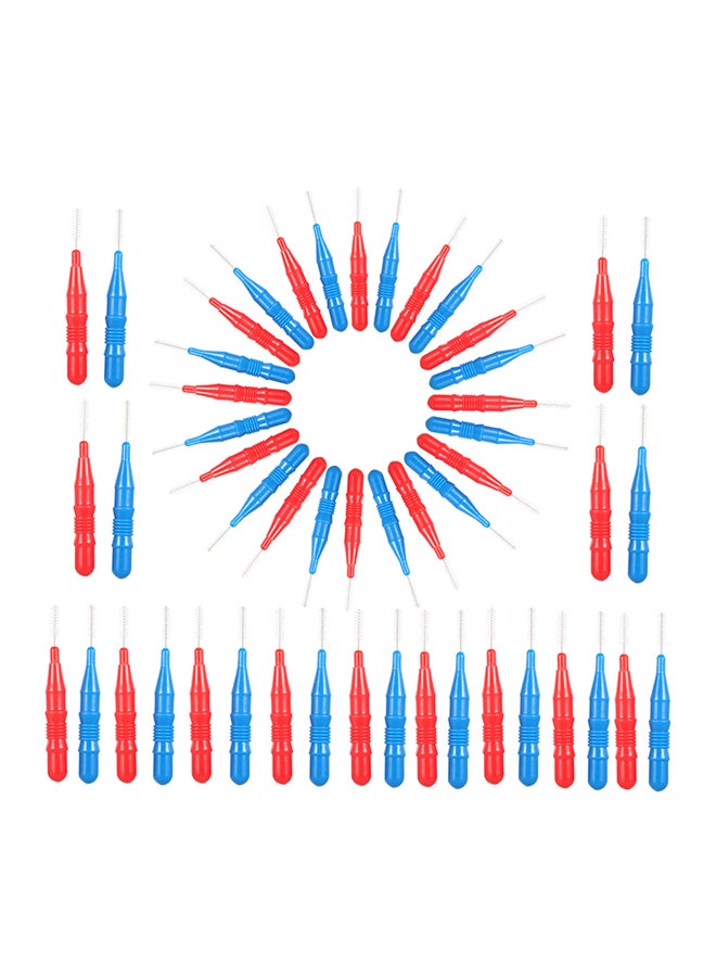 50-Piece Inter Dental Brush Floss Head Tooth Pick Tool Blue/Red 0.08kg