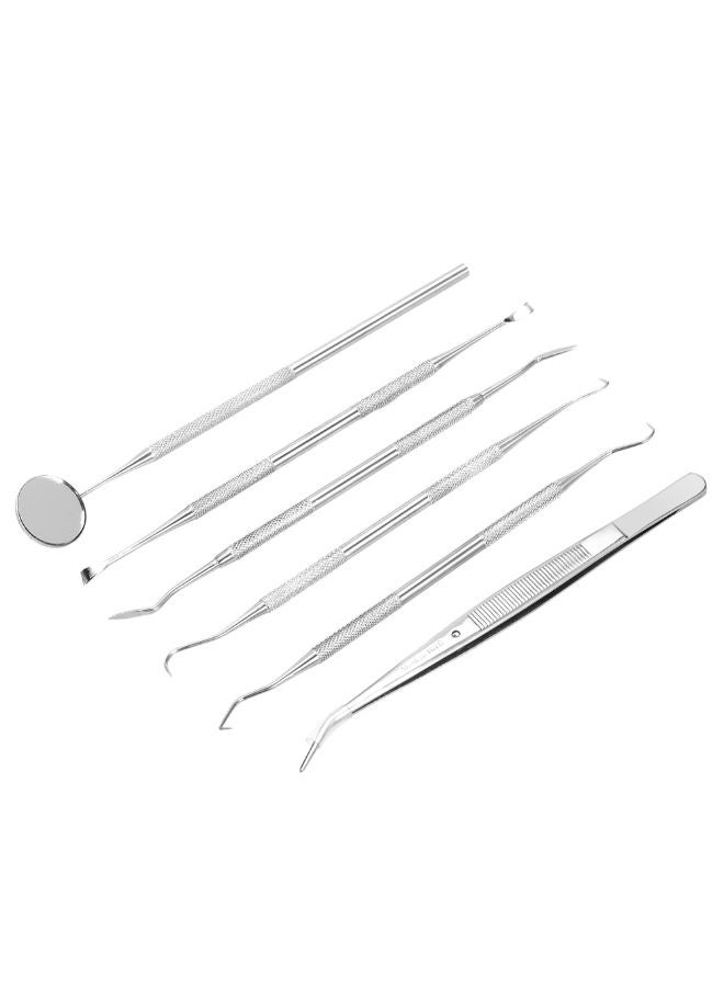 طقم أدوات عناية بالأسنان يحتوي على مرآة ومنظار أسنان ومكشطة وأداة تشميع ونحت ومكون من 6 قطع فضي 0.185كيلوجرام - Image 5