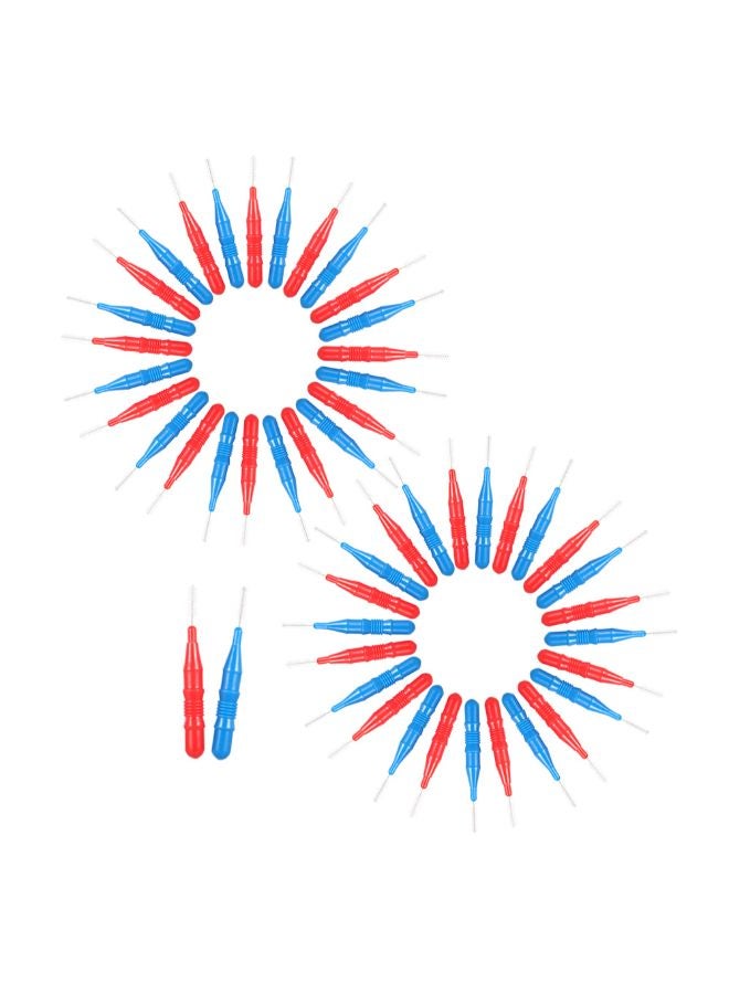 50-Piece Inter Dental Brush Floss Head Tooth Pick Tool Blue/Red 0.08kg