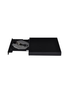 محرك أقراص DVD متنقل بمنفذ USB 2.0 مشغل وقارئ وناسخ DVD CD ROM لأجهزة اللاب توب والكمبيوتر المكتبي والنوت بوك أسود
