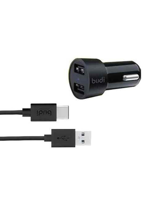 Charger Car Budi 4.8A With Type-C  622T Black