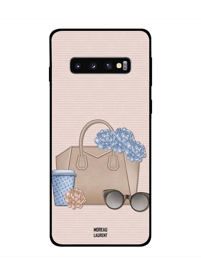 مورو لورنت Samsung Galaxy S10 Case Cover Beige/Blue/Black Beige/Blue/Black 