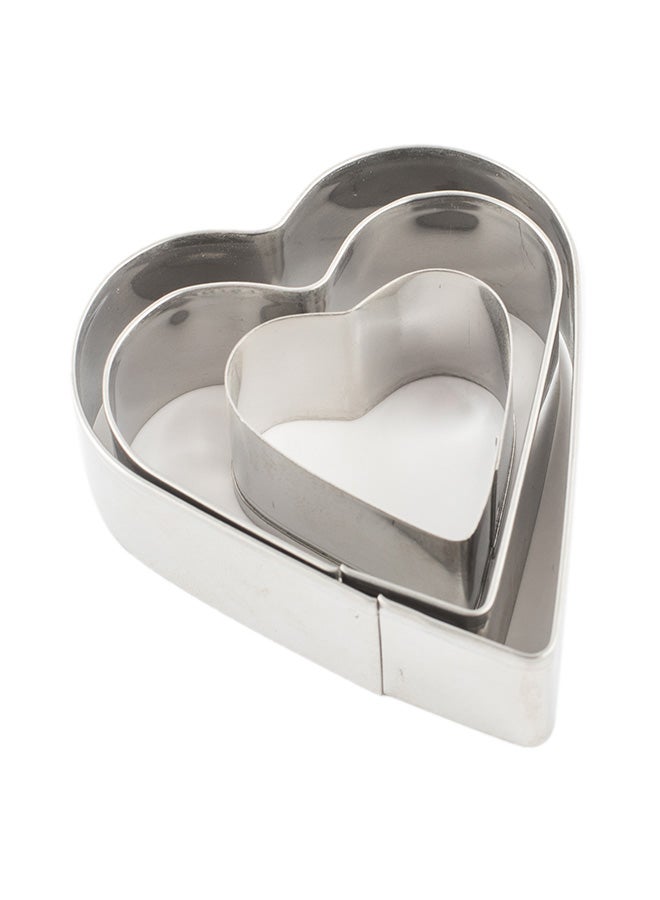 Magic Kit 3 - Pieces Heart Shape Stainless Steel Cookie Cutter Silver 22centimeter 
