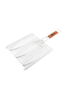 Somagic Double Fish Grid Chroomed Steel With Wooden Handle silver 28x28cm  - Image 1
