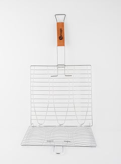 Somagic Double Fish Grid Chroomed Steel With Wooden Handle silver 28x28cm  - Image 2